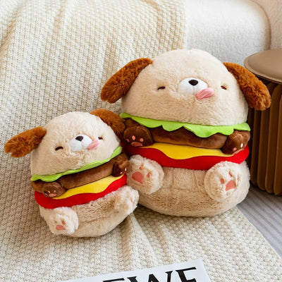 Hamburger Dog Plushie, 9-14" | 23-35 cm