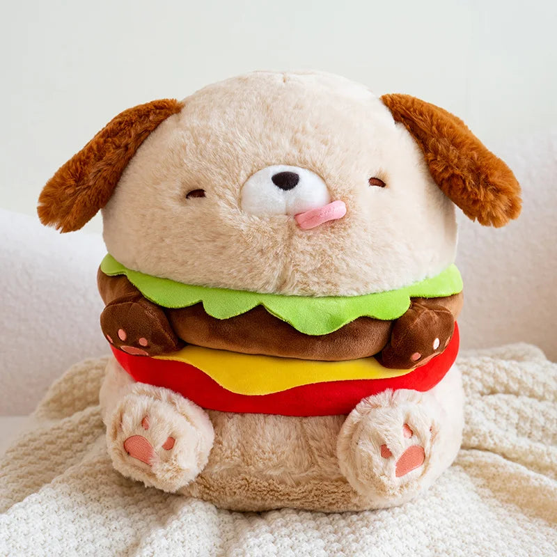 Hamburger Dog Plushie, 9-14" | 23-35 cm