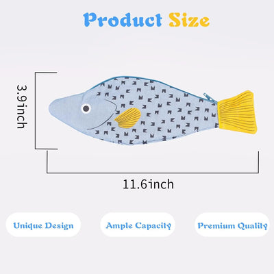 Fish-Shaped Novelty Pencil Case – Plush Fishbone Pen Bag