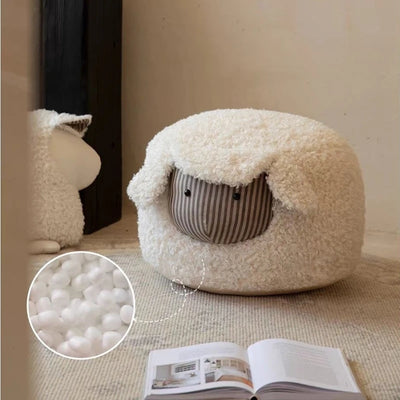 Sheep-Shaped Footstool Ottoman – Plush Household Stool