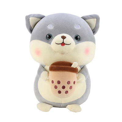 Plushie Shiba Inu che beve Bubble Tea, 2 stili, 8" | 20 centimetri