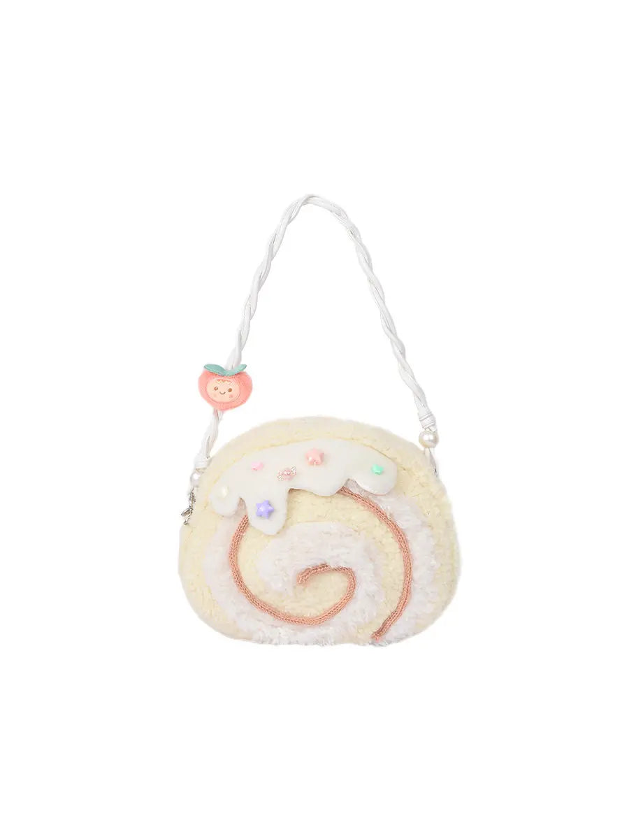 Cake Roll Plushie Shoulder Bag, 11"x9" | 28x23 cm