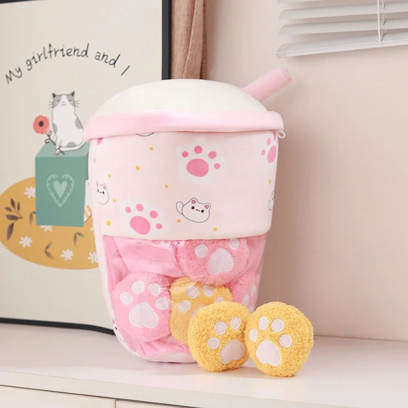 Plushie Bubble Tea with Removable Boba Balls, 16 in | 40 cm
