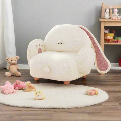 Adorable Rabbit Plushie Chair for Kids, 24"-31" | 60-71 cm plush toy – – Off white / Teddy Velvet / Large – Image 9 | Plushie Produce