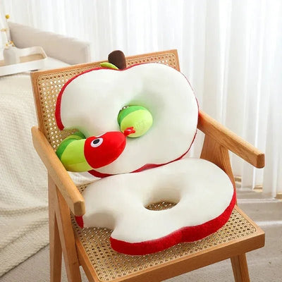 Apple & Worm Plushie Set – Unique Backrest and Neck Pillow plush toy – – – Image 2 | Plushie Produce