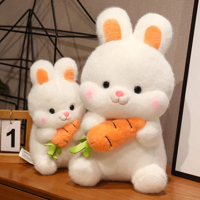 Carrot-Hugging Bunny Plushie, 10-20" | 26-50 cm plush toy – – – Image 1 | Plushie Produce
