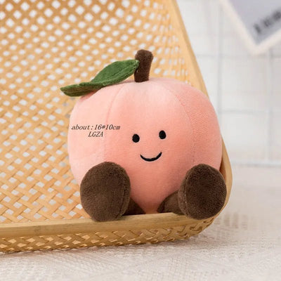 Cheerful Cartoon Fruit Plushies, 4 Varieties, 6-10" | 16-25 cm plush toy – – peach – Image 4 | Plushie Produce