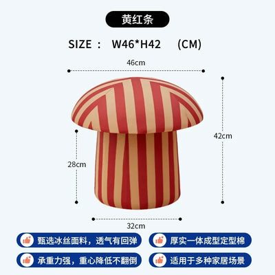 Cozy Cap Plush Mushroom Ottoman - Five Colors plush toy – – Yellow and red stripe – Image 8 | Plushie Produce