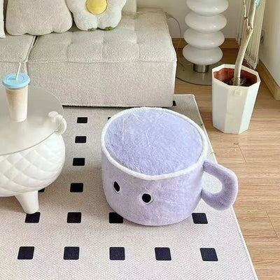 Cozy Cup Plush Footstool – Cute Coffee-Inspired Comfort plush toy – – purple – Image 5 | Plushie Produce