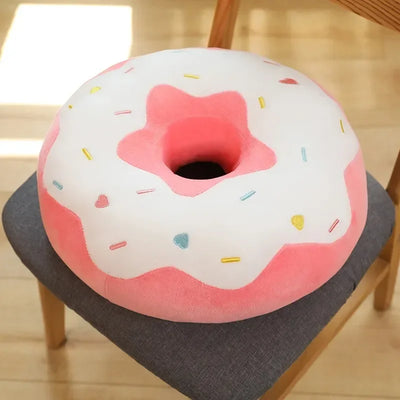 Donut Seat Cushion Plushie, Four Colors, 15" | 38 cm plush toy – – Pink/White – Image 10 | Plushie Produce