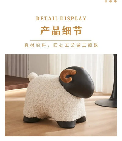 Fuzzy Sheep Footstool Ottoman, Three colors plush toy – – – Image 4 | Plushie Produce
