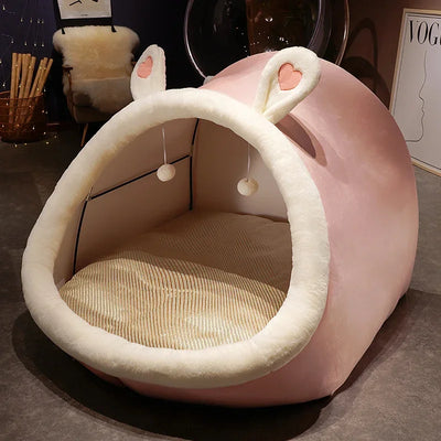 Giant Rabbit/Cat Plushie Tent Bed for Two People plush toy – – Pink/ corduroy mat – Image 12 | Plushie Produce