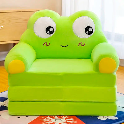 Green Frog Children's Reading Chair with Fold-Out Nap Mat plush toy – – – Image 1 | Plushie Produce