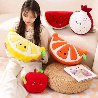 Happy Harvest: Cartoon Fruit Plush Toys Collection, Five Large Fruits plush toy – – – Image 1 | Plushie Produce