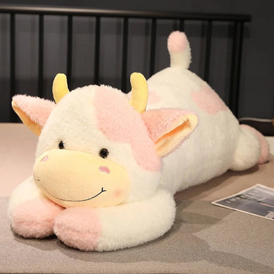 Jumbo Lounging Dairy Cow Plushie, 4 Colors, 35-43" | 90-110 cm plush toy – – Pink – Image 6 | Plushie Produce