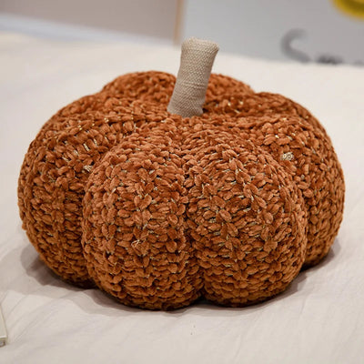 Knitted Pumpkin Plushie, Three Colors, 11" | 28 cm plush toy – – Brown – Image 10 | Plushie Produce