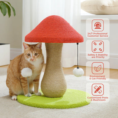 Mushroom Cat Scratching Post with Sisal Hemp Rope plush toy – – – Image 2 | Plushie Produce