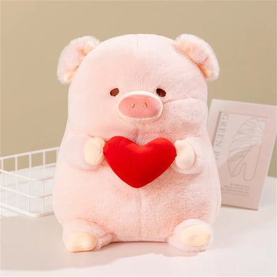 Pig Plushie Holding a Valentine's Heart, 8-16" | 20-40 cm plush toy – – 8"/20cm – Image 1 | Plushie Produce