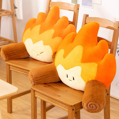 Plush Fire Backrest – Soft Plush Cartoon Flame with Log Arms plush toy – – – Image 1 | Plushie Produce