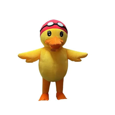 Plush Inflatable Yellow Duck Costume, Two Styles, heights 5-6 ft (1.5-1.85 meters) plush toy – – Duck with Swimming Cap – Image 5 | Plushie Produce