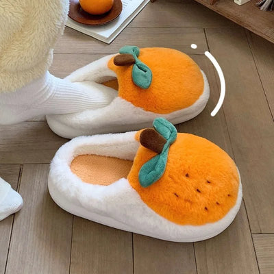 Plush Orange Fruit Slippers, US Men 4-6, Women 5.5-7.5 plush toy – – – Image 3 | Plushie Produce