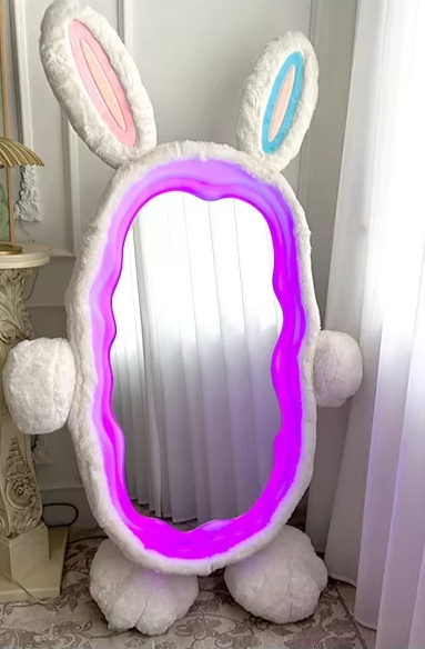 Plush Rabbit Body Mirror with LED Lights | 39" x 75" (100 x 190 cm) plush toy – – Colorful Edition – Image 13 | Plushie Produce