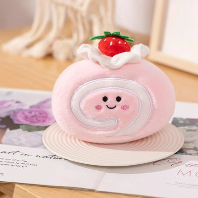 Plush Strawberry Cake Roll – Sweet, Squishy, and Oh-So-Kawaii! plush toy – – Pink cake 14cm – Image 8 | Plushie Produce