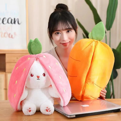 Plushie 2-in-1 Bunny Hiding in Fruit, Six Fruits, 7-10" | 18-25 cm plush toy – – – Image 1 | Plushie Produce