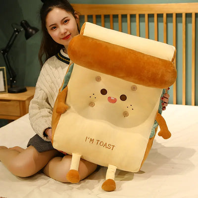 Plushie Cartoon Large Piece of Toast Back Support Pillow, 16" | 40 cm plush toy – – – Image 4 | Plushie Produce
