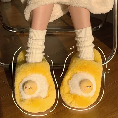 Plushie Egg Yolk Slippers, US Men 4-8.5/ Women 5.5-10 plush toy – – – Image 2 | Plushie Produce