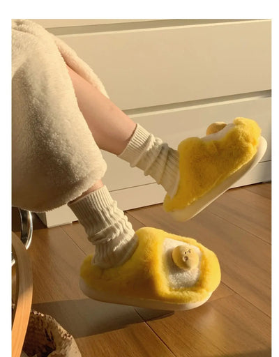 Plushie Egg Yolk Slippers, US Men 4-8.5/ Women 5.5-10 plush toy – – – Image 5 | Plushie Produce