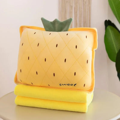 Plushie Fruit & Veggie Pillow Blanket Combo, 10 Pillow Designs plush toy – – Pineapple/ Square – Image 12 | Plushie Produce