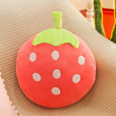 Plushie Fruit & Veggie Pillow Blanket Combo, 10 Pillow Designs plush toy – – Strawberry/ Round – Image 19 | Plushie Produce