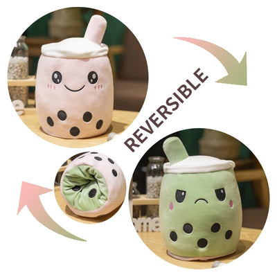 Plushie Reversible Boba Tea Toy, 6-10" | 15-25 cm plush toy – – A Pink to Green – Image 11 | Plushie Produce