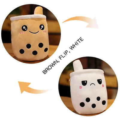 Plushie Reversible Boba Tea Toy, 6-10" | 15-25 cm plush toy – – B Brown to White – Image 8 | Plushie Produce