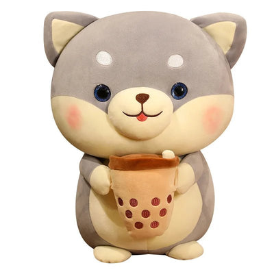 Plushie Shiba Inu Drinking Bubble Tea, 2 Styles, 8" | 20 cm plush toy – – – Image 2 | Plushie Produce