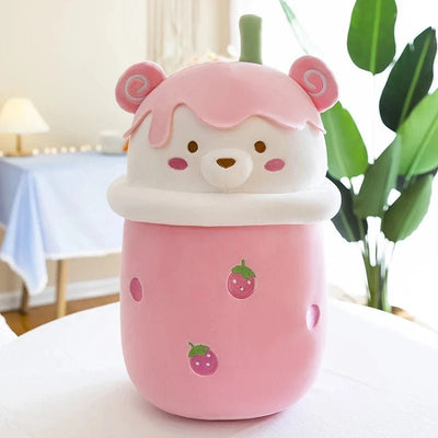 Plushie Teddy Bear Boba Teas, Three Styles, 10-16" | 25-40 cm plush toy – – Pink – Image 5 | Plushie Produce