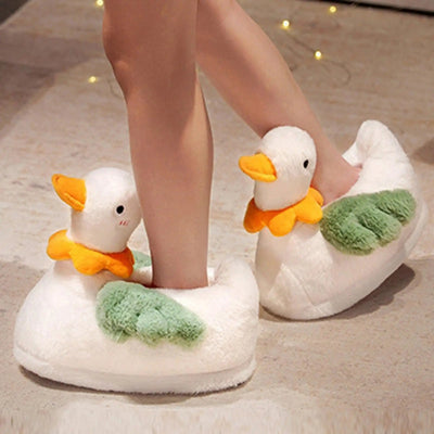 Plushie White Duck Slippers, US Men 6.5/ Women 8 plush toy – – – Image 3 | Plushie Produce
