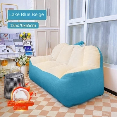 Pumpkin-Themed Two-Person Bean Bag Couch - Four Colors plush toy – – Lake blue with beige – Image 10 | Plushie Produce