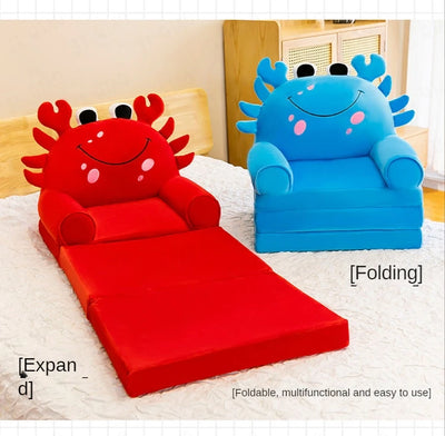 Red Crab Children's Reading Chair with Fold-Out Nap Mat plush toy – – – Image 2 | Plushie Produce