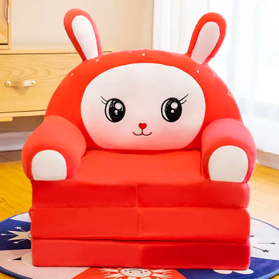 Red Rabbit Children's Reading Chair with Fold-Out Nap Mat plush toy – – Red Rabbit – Image 1 | Plushie Produce