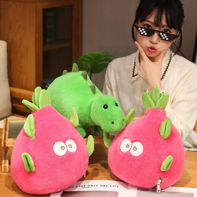 Reversible Dragon Fruit and Dinosaur Plushie – 2-in-1 Plush Toy plush toy – – – Image 4 | Plushie Produce