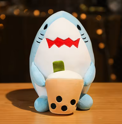 Shark Plushie Drinking a Boba Tea, 8" | 20 cm plush toy – – – Image 2 | Plushie Produce