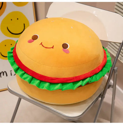 Smiling Hamburger Plushie Seat Cushion, 18" | 45 cm plush toy – – – Image 5 | Plushie Produce