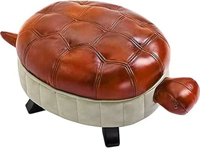 Turtle Time Faux Leather Ottoman - Five Colors plush toy – – Reddish Brown – Image 7 | Plushie Produce