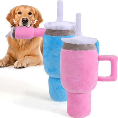 Water Bottle Squeaky Plush Toy for Dogs – Two Colors - 11" | 27 cm plush toy – – – Image 1 | Plushie Produce