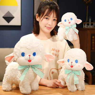 White Lamb Plushie with Bow, 8-16" |20-40 cm plush toy – – – Image 2 | Plushie Produce