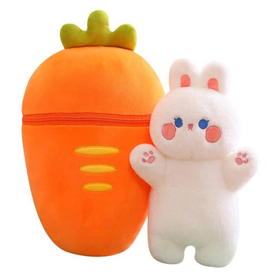 Giant Plushie Strawberry/Carrot Hiding a Pig/Rabbit, 1-2.6' | 30-80 cm plush toy – – – Image 7 | Plushie Produce
