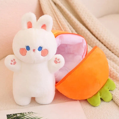 Giant Plushie Strawberry/Carrot Hiding a Pig/Rabbit, 1-2.6' | 30-80 cm plush toy – – – Image 9 | Plushie Produce