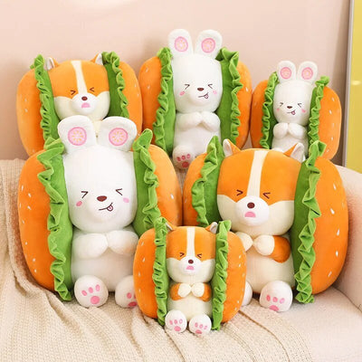 Kawaii Corgi/Rabbit as a Hamburger Plushie, 10-16" | 25-40 cm plush toy – – – Image 7 | Plushie Produce